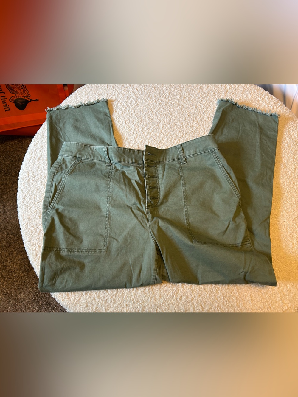 LOFT Olive Green Cargo Pants with Raw Hem